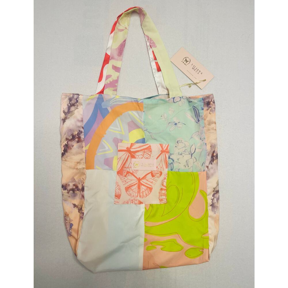 LILIANA MEZA Patchwork Tote Bag, Butterfly Print Tote Bag
